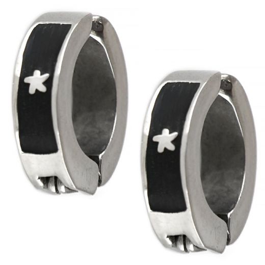 Men's stainless steel earrings black 4 mm with star