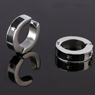 Men's stainless steel earrings black 4 mm with star - 