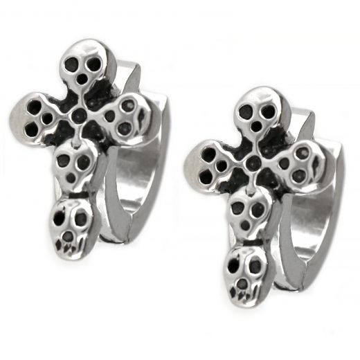 Men's stainless steel earrings 4 mm with skulls