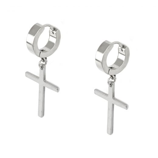 Unisex stainless steel 4mm earrings with cross shape