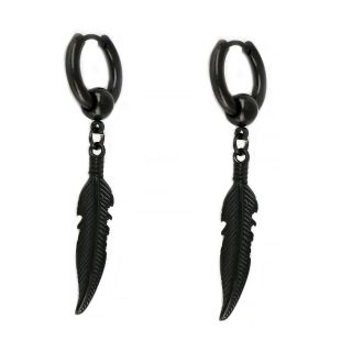 Σκουλαρίκια unisex ατσάλινα 2,5mm με μαύρο ανάγλυφο σχέδιο φύλλου Σκουλαρίκια unisex ατσάλινα 2,5mm με μαύρο ανάγλυφο σχέδιο φύλλου