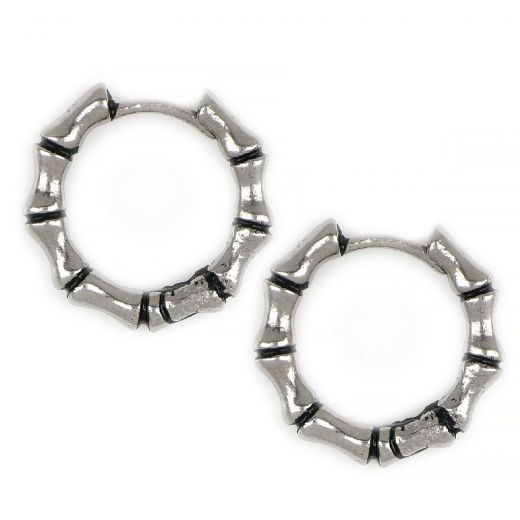 Unisex hoops made of stainless steel with bone design 4mm thick