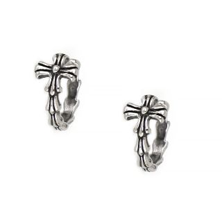 Unisex stainless steel non pierced earrings with embossed cross Unisex stainless steel non pierced earrings with embossed cross