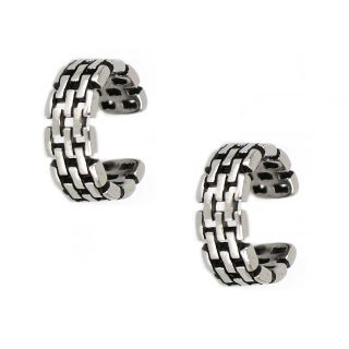 Unisex stainless steel non pierced earrings with perforated design Unisex stainless steel non pierced earrings with perforated design