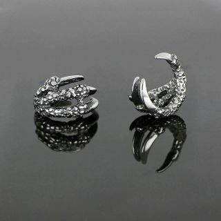 Unisex stainless steel non pierced earrings with eagle claws design - 