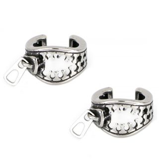 Unisex stainless steel non pierced earrings with zipper design Unisex stainless steel non pierced earrings with zipper design