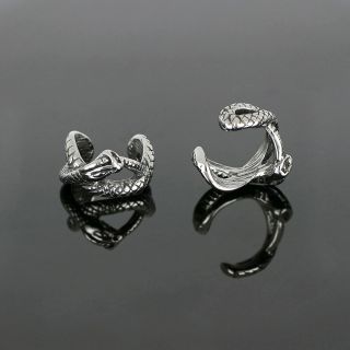 Unisex stainless steel non pierced earrings with snake design - 