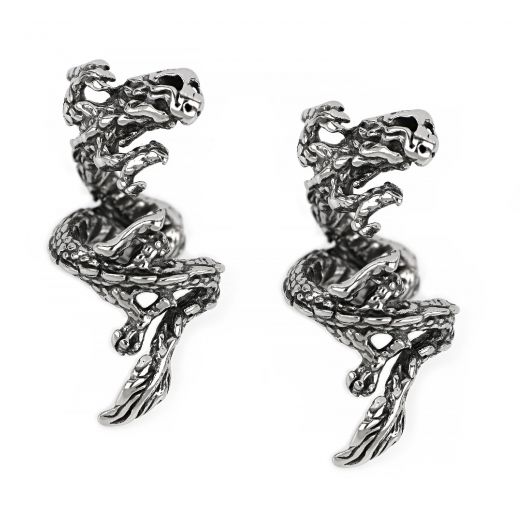 Women's stainless steel non pierced earrings with inguana design