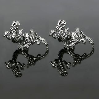 Women's stainless steel non pierced earrings with inguana design - 