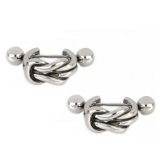 Unisex stainless steel earrings with nautical knot