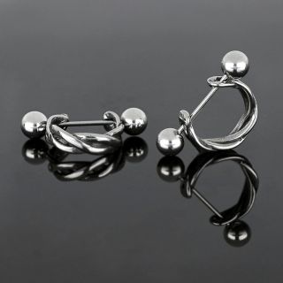 Unisex stainless steel earrings with knitted pattern - 