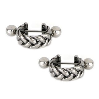 Unisex stainless steel earrings with intricate knitting Unisex stainless steel earrings with intricate knitting
