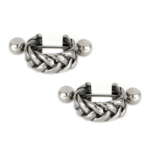 Unisex stainless steel earrings with intricate knitting