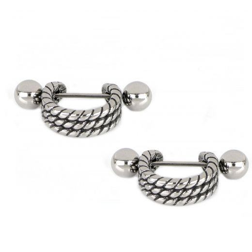 Unisex stainless steel earrings with knitted pattern design
