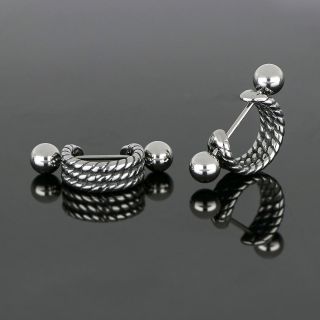 Unisex stainless steel earrings with knitted pattern design - 