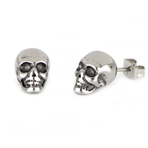 Unisex stainless steel stud earrings with skull