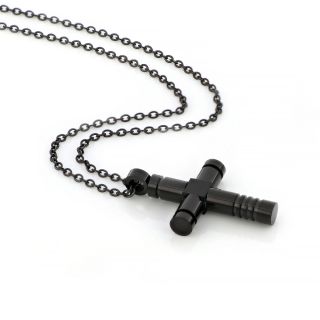 Cross made of stainless steel with round edges and chain. - 