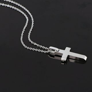 Flat cross made of stainless steel with chain. - 