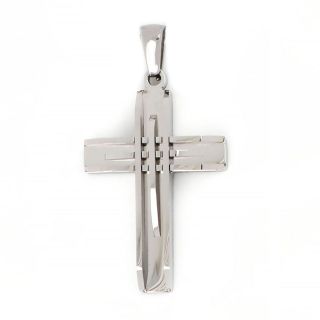 Cross made of stainless steel with embossed lines. Cross made of stainless steel with embossed lines.