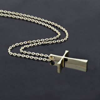 Thin cross made of gold plated stainless steel with chain. - 