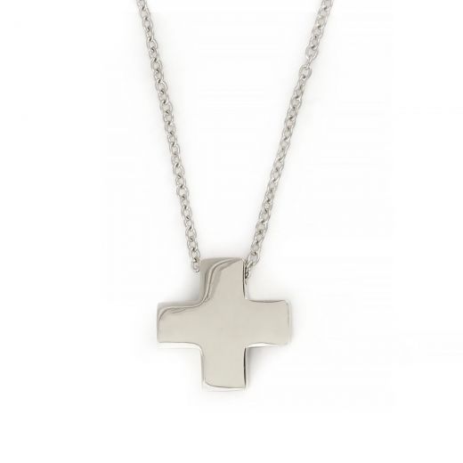 Square cross made of stainless steel with chain.