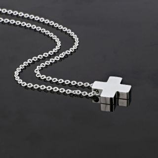 Square cross made of stainless steel with chain. - 