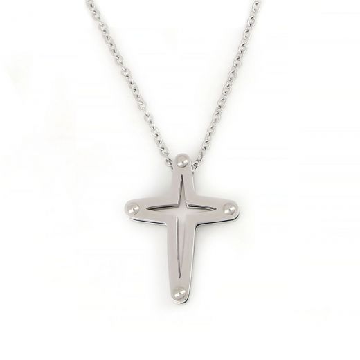 Double cross made of stainless steel with chain.