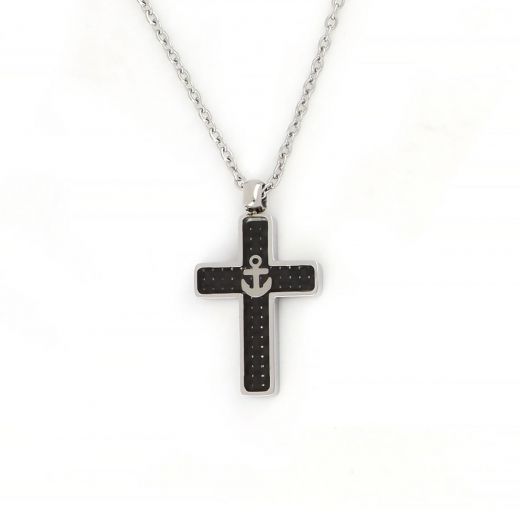Cross made of stainless steel with black carbon fiber and anchor with chain.