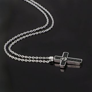 Cross made of stainless steel with black carbon fiber and anchor with chain. - 