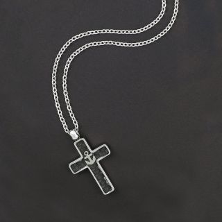 Cross made of stainless steel with black carbon fiber and anchor with chain. - 