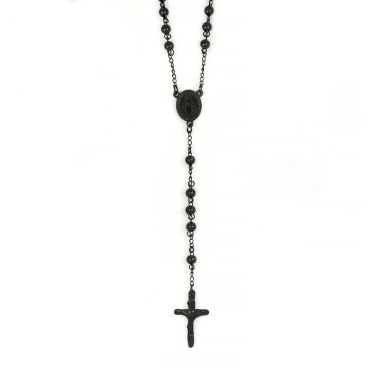 Rosary made of stainless steel in black color