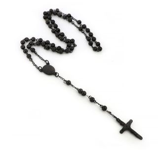 Rosary made of stainless steel in black color - 