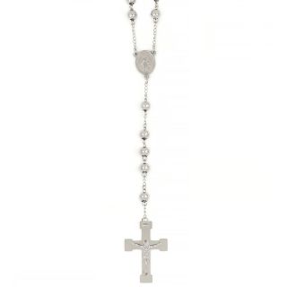 Rosary made of stainless steel with embossed cross