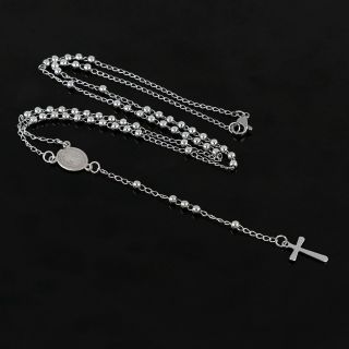 Rosary made of stainless steel with discreet little cross - 