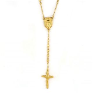 Rosary made of stainless steel in gold plated color