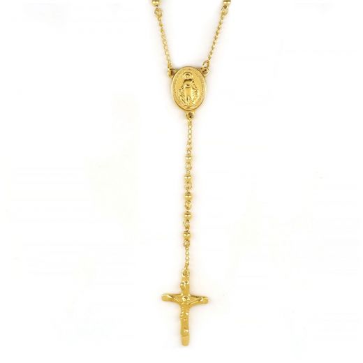 Rosary made of stainless steel in gold plated color
