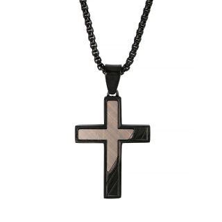Men's stainless steel black cross with brown details and chain Men's stainless steel black cross with brown details and chain