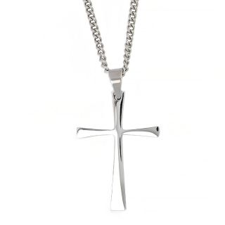Men's stainless steel thin glossy cross and chain Men's stainless steel thin glossy cross and chain