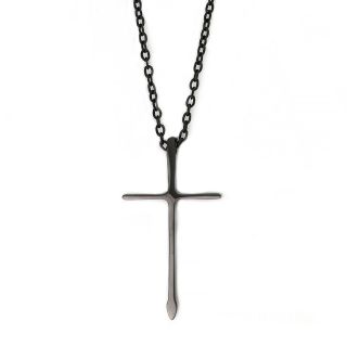 Men's stainless steel black thin elongated cross and chain Men's stainless steel black thin elongated cross and chain