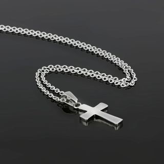 Men's stainless steel curvy cross and chain - 