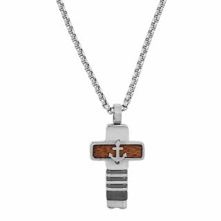 Men's steel and wood cross with anchor design Men's steel and wood cross with anchor design