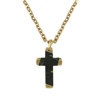 Men's stainless steel cross gold plated with carbon fiber and chain Men's stainless steel cross gold plated with carbon fiber and chain