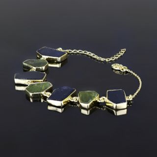 925 Sterling Silver  bracelet rhodium plated with Lolite and Peridot - 