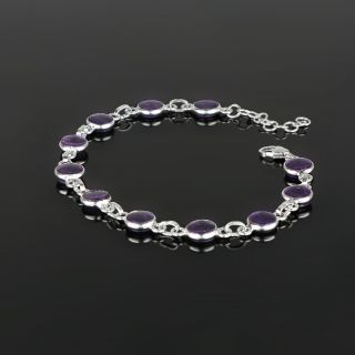 925 Sterling Silver  bracelet rhodium plated with Amethyst - 