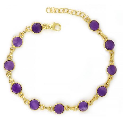 925 Sterling Silver  bracelet gold plated with Amethyst