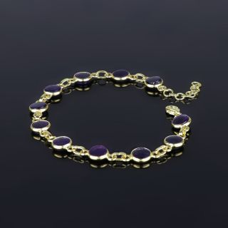 925 Sterling Silver  bracelet gold plated with Amethyst - 