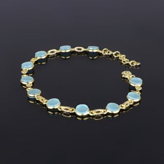 925 Sterling Silver  bracelet gold plated with Aqua Chalcedony - 