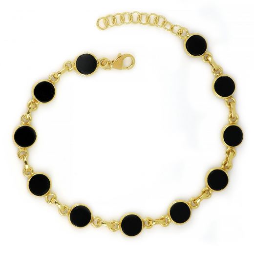 925 Sterling Silver bracelet gold plated with Black Onyx