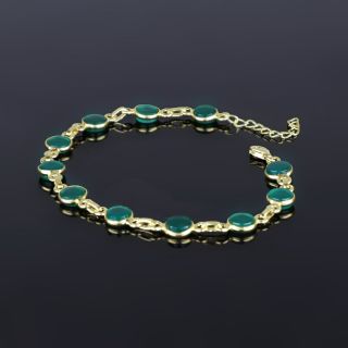 925 Sterling Silver bracelet gold plated with Green Onyx - 