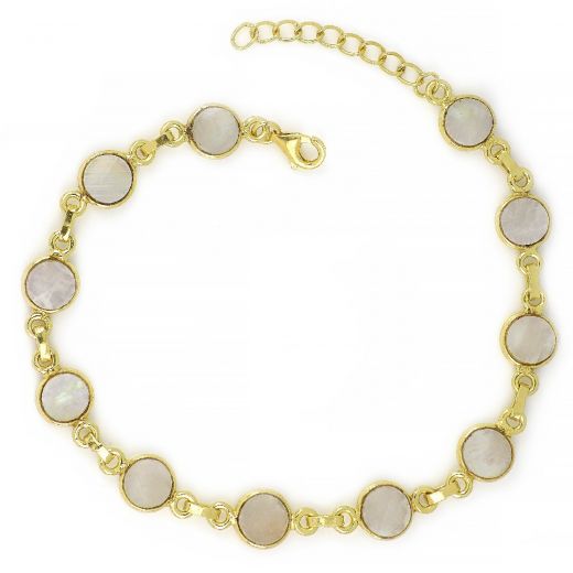 925 Sterling Silver  bracelet gold plated with Rainbow Moonstone